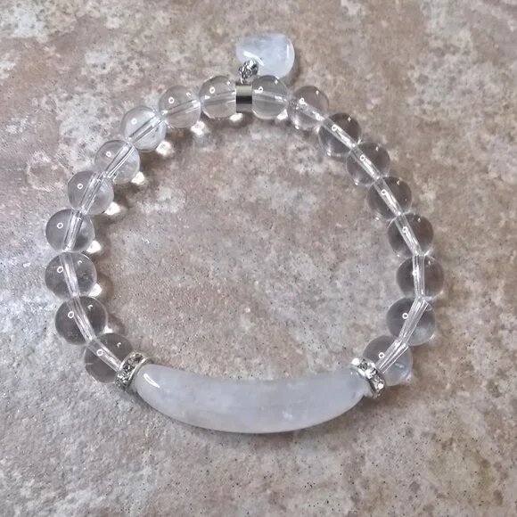 Clear/White Quartz Bar Bracelet - Fits 6.5-7" Wrist - Massive Quartz Load! - Picture 2 of 7